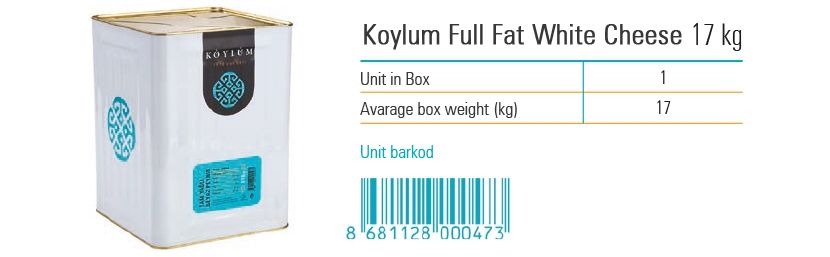 Koylum Ful Fat White Cheese  17 kg
