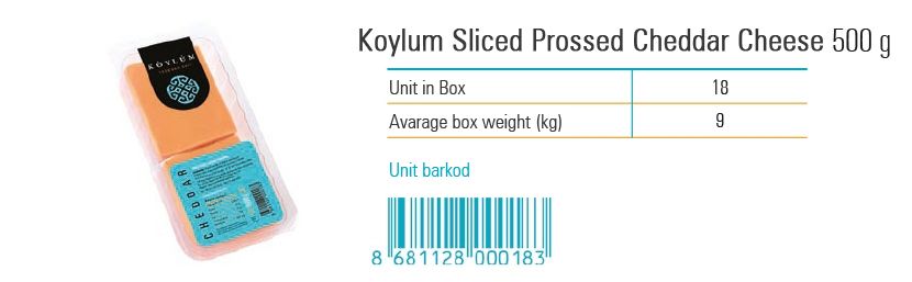 Koylum Sliced Prossed Cheddar Cheese  500 g