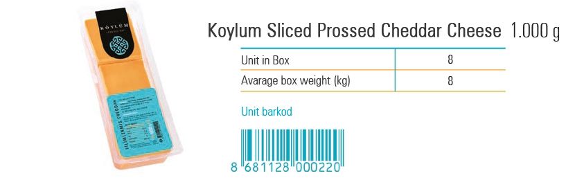 Koylum Sliced Prossed Cheddar Cheese  1.000 g