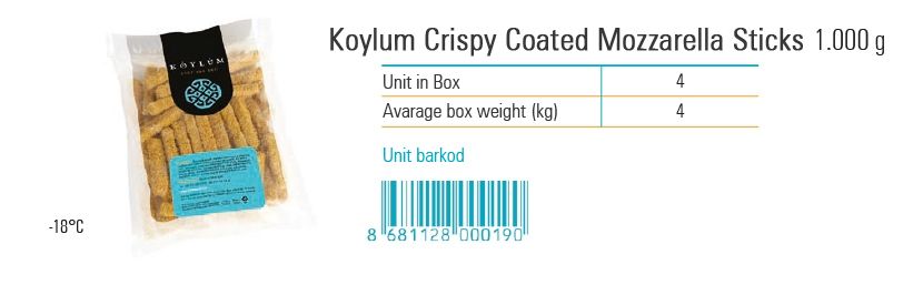 Koylum Crispy Coated Mozzarella Sticks  1.000 g