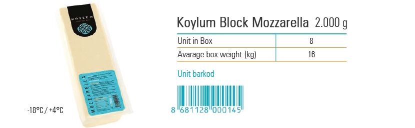 Koylum Block Mozzarella 2.000 g