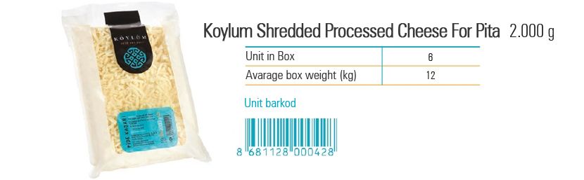 Koylum Shredded Processed Cheese For Pita  2.000 g