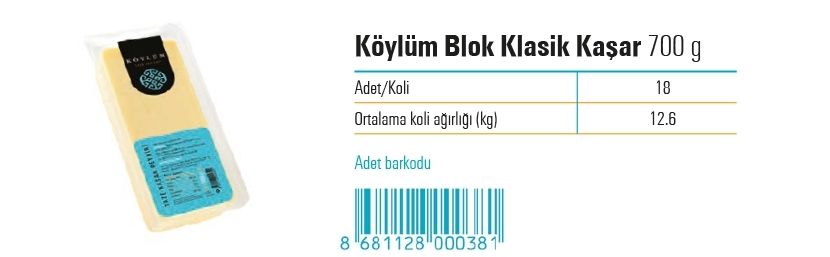Köylüm Blok Klasik Kaşar 700 g