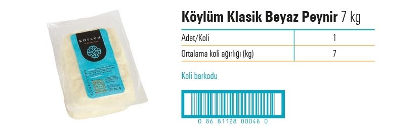 Köylüm Klasik Beyaz Peynir 7 kg