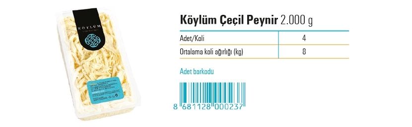 Köylüm Çeçil Peynir 2.000 g