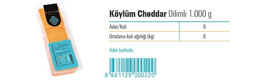 Köylüm Cheddar Dilimli 1.000 g