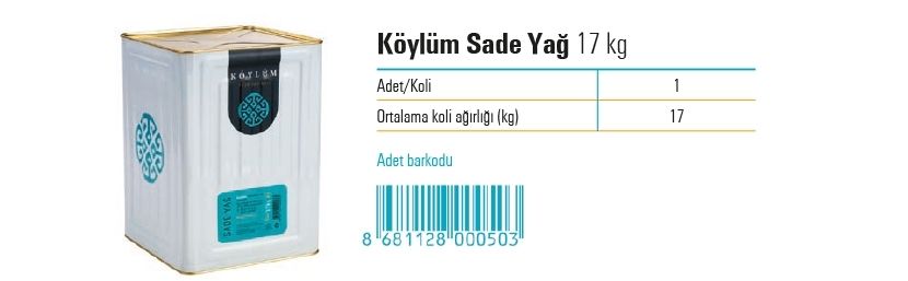 Köylüm Sade Yağ 17 kg