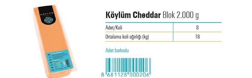 Köylüm Cheddar Blok 2.000 g