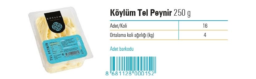 Köylüm Tel Peynir 250 g