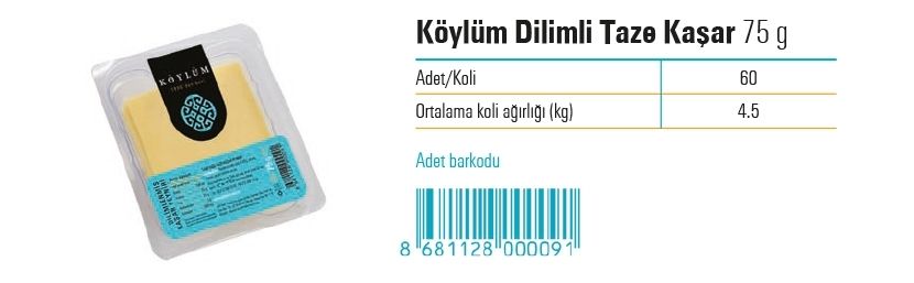 Köylüm Dilimli Taze Kaşar 75 g