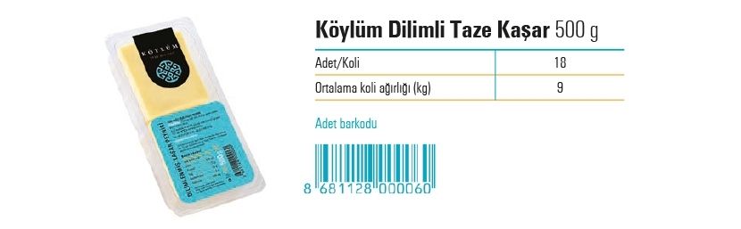 Köylüm Dilimli Taze Kaşar 500 g