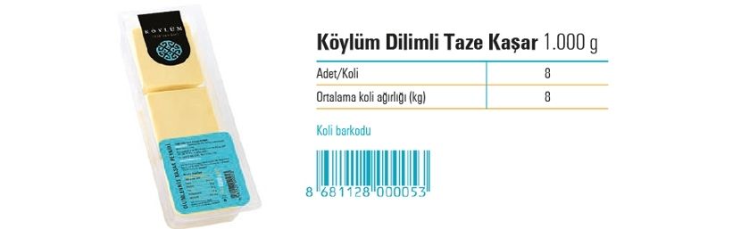 Köylüm Dilimli Taze Kaşar 1.000 g