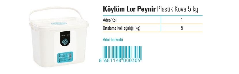Köylüm Lor Peynir Plastik Kova 5 kg