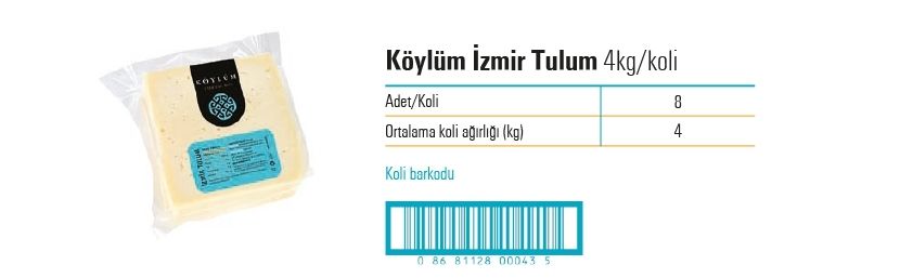 Köylüm İzmir Tulum 4kg/koli