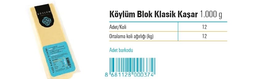 Köylüm Blok Klasik Kaşar 1.000 g