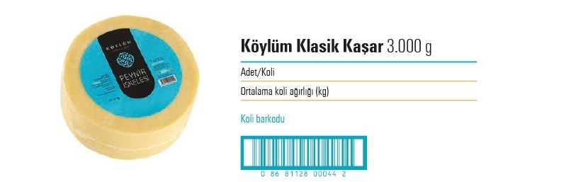 Köylüm Klasik Kaşar 3.000 g
